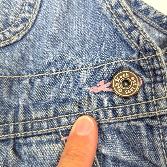 Oshkosh Bgosh Overalls Girls Size 24m Denim Pink Patch - Picture 4 of 6